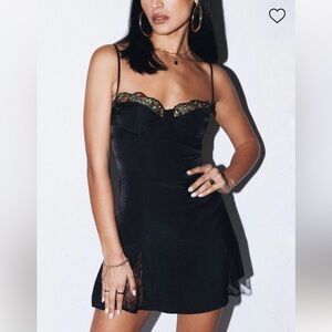 Princess Polly Black Mini Dress with Floral Detail